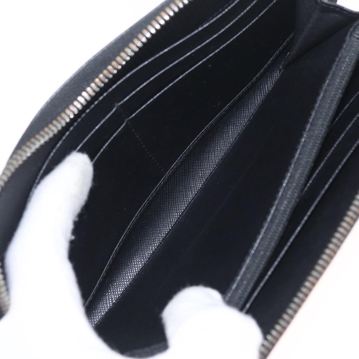 Salvatore Ferragamo Gancini Long Wallet Leather Black Silver Auth 208953V