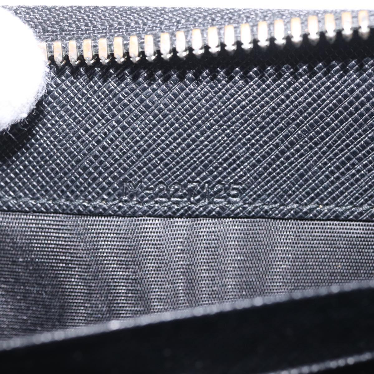 Salvatore Ferragamo Gancini Long Wallet Leather Black Silver Auth 208953V