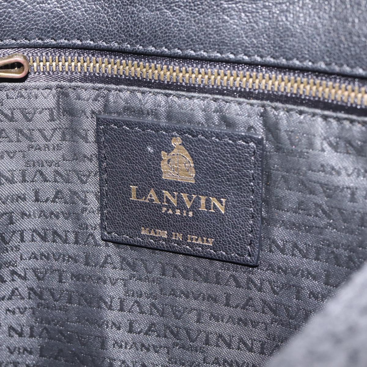 Lanvin Chain Shoulder Bag Leather Black Gold Auth 208956A