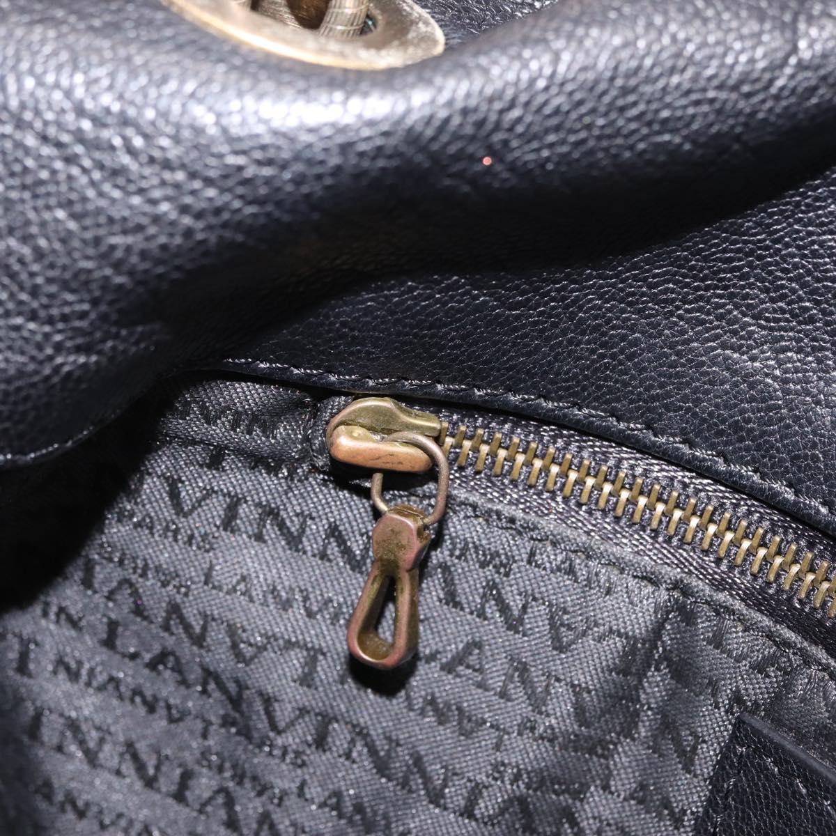Lanvin Chain Shoulder Bag Leather Black Gold Auth 208956A