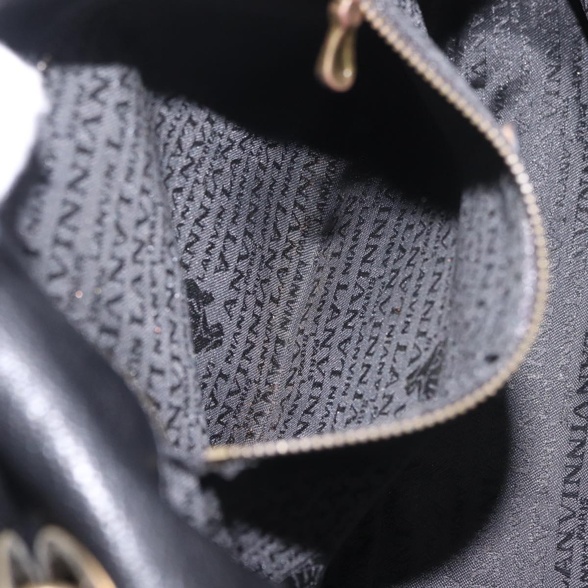 Lanvin Chain Shoulder Bag Leather Black Gold Auth 208956A