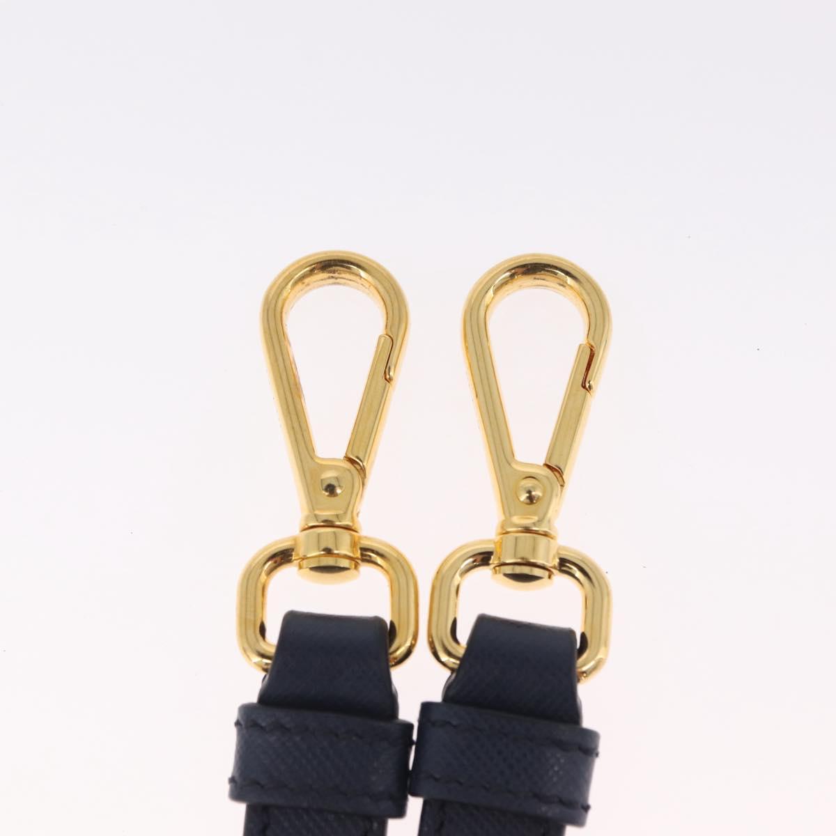PRADA Shoulder Strap Saffiano leather Navy Gold Auth 208959
