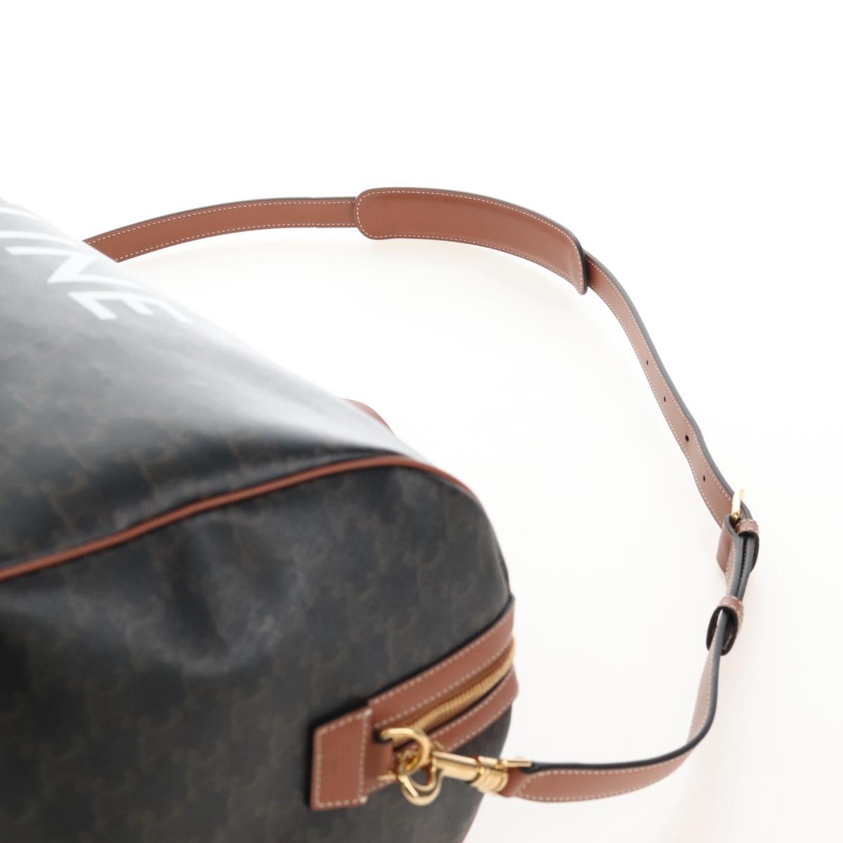 CELINE Triomphe Boston Bag PVC Leather 2way Black Gold Auth 209001SAM