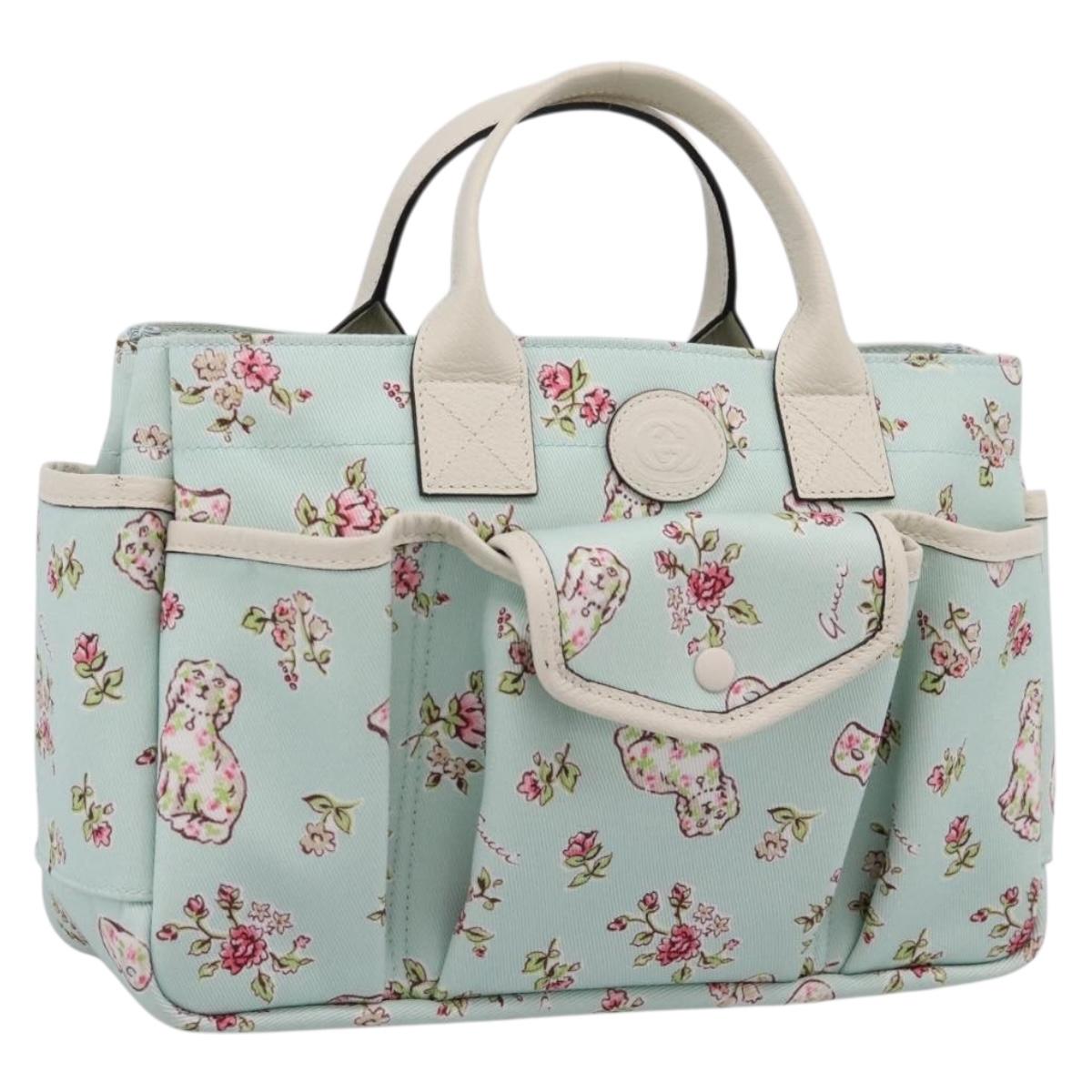 GUCCI Hand Bag Canvas Light Blue 628159 Auth 209003M