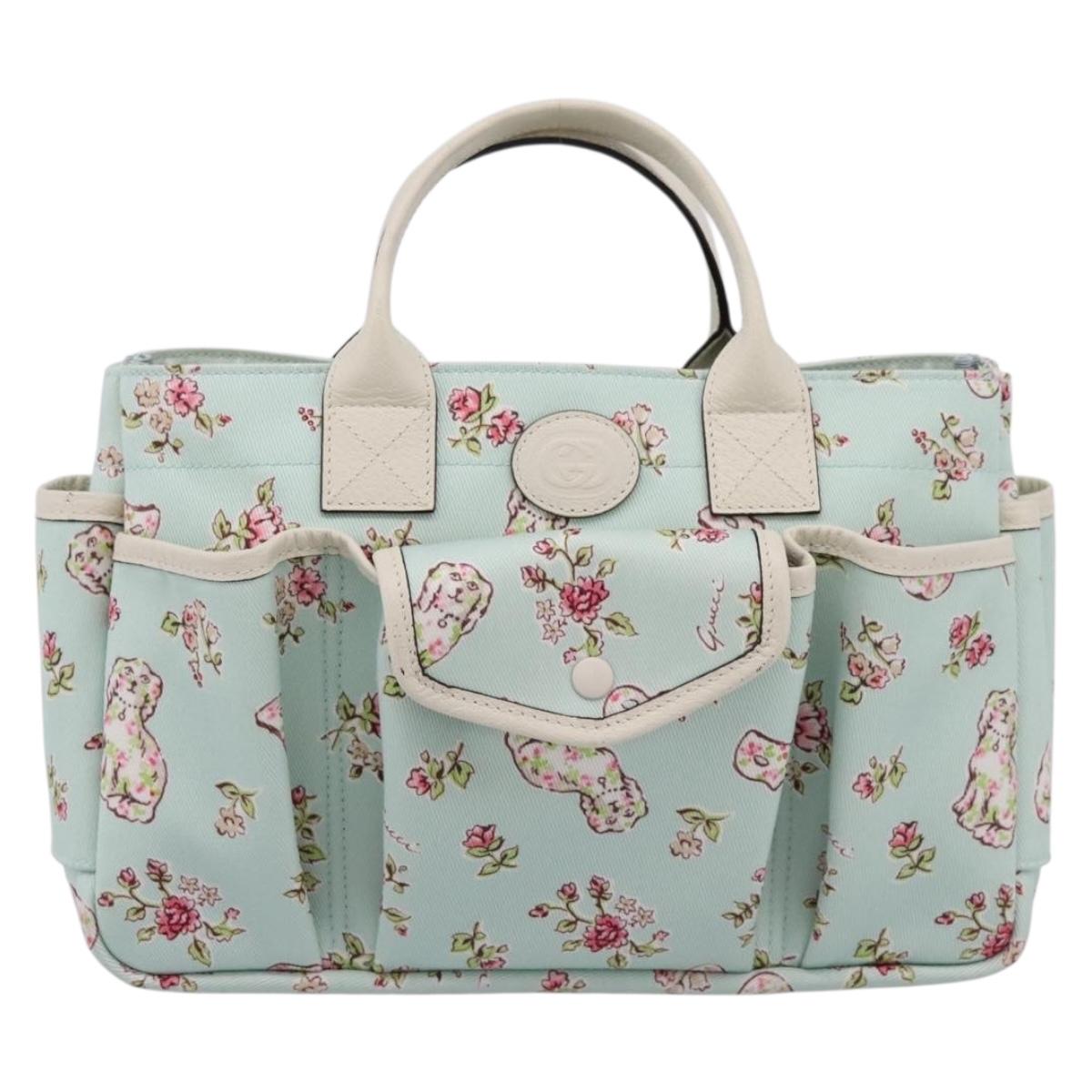 GUCCI Hand Bag Canvas Light Blue 628159 Auth 209003M