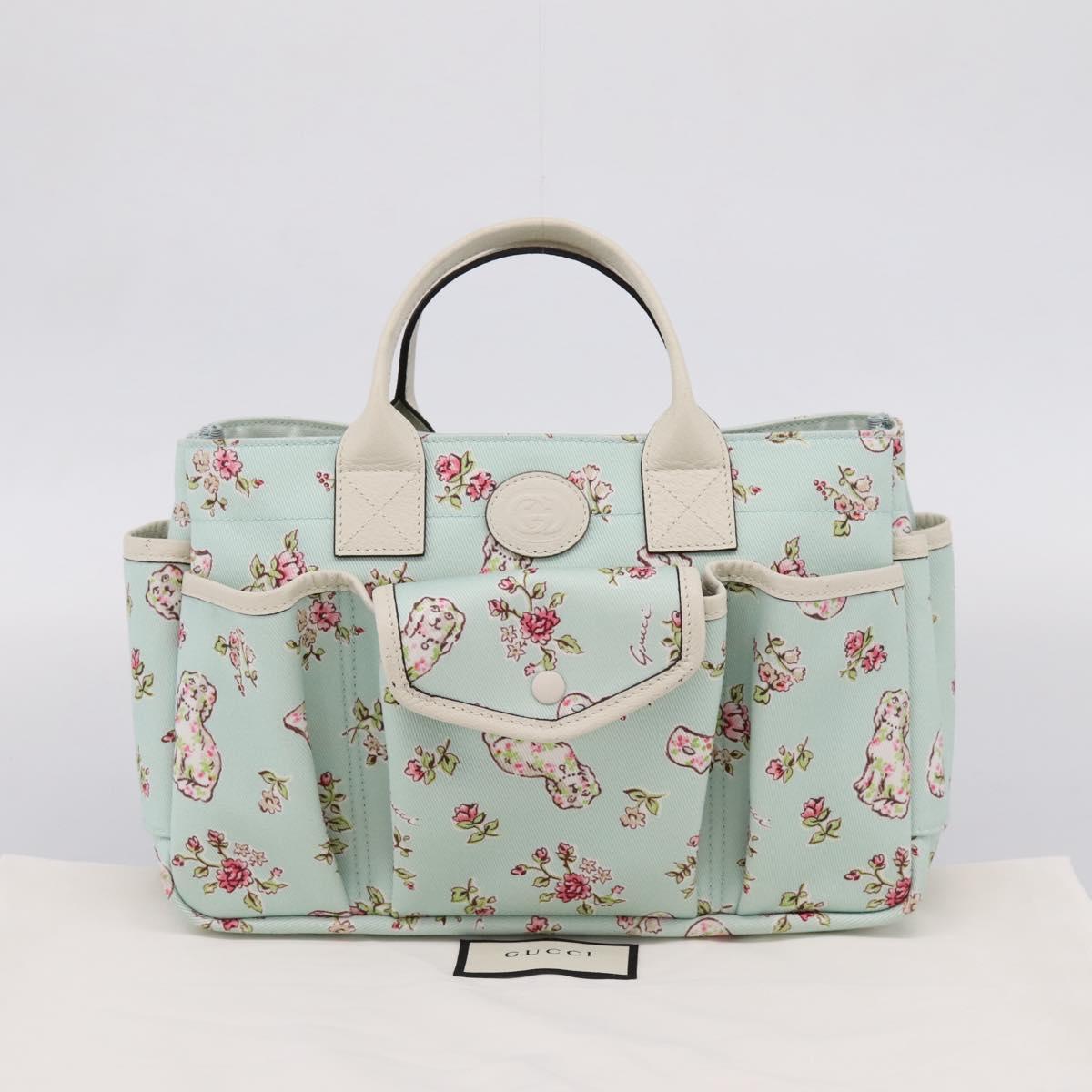 GUCCI Hand Bag Canvas Light Blue 628159 Auth 209003M