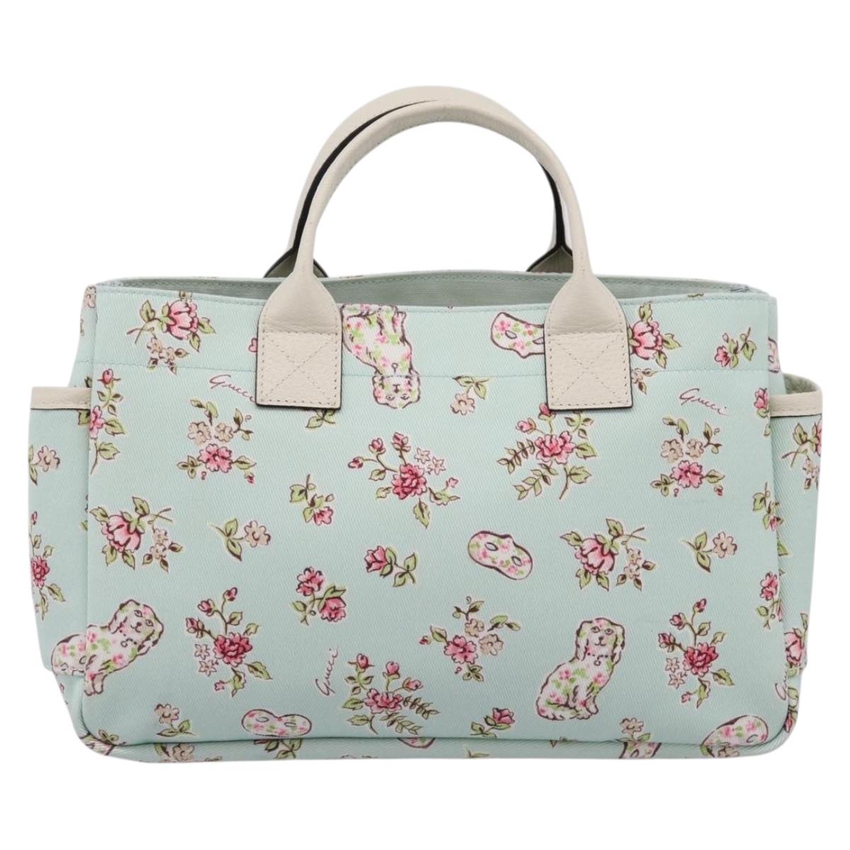 GUCCI Hand Bag Canvas Light Blue 628159 Auth 209003M