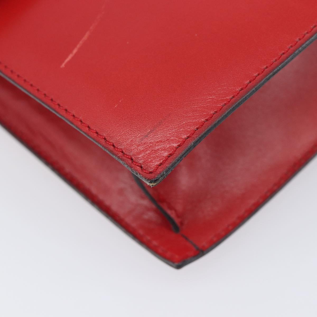 CELINE Shoulder Bag Leather Red Gold Auth 209009