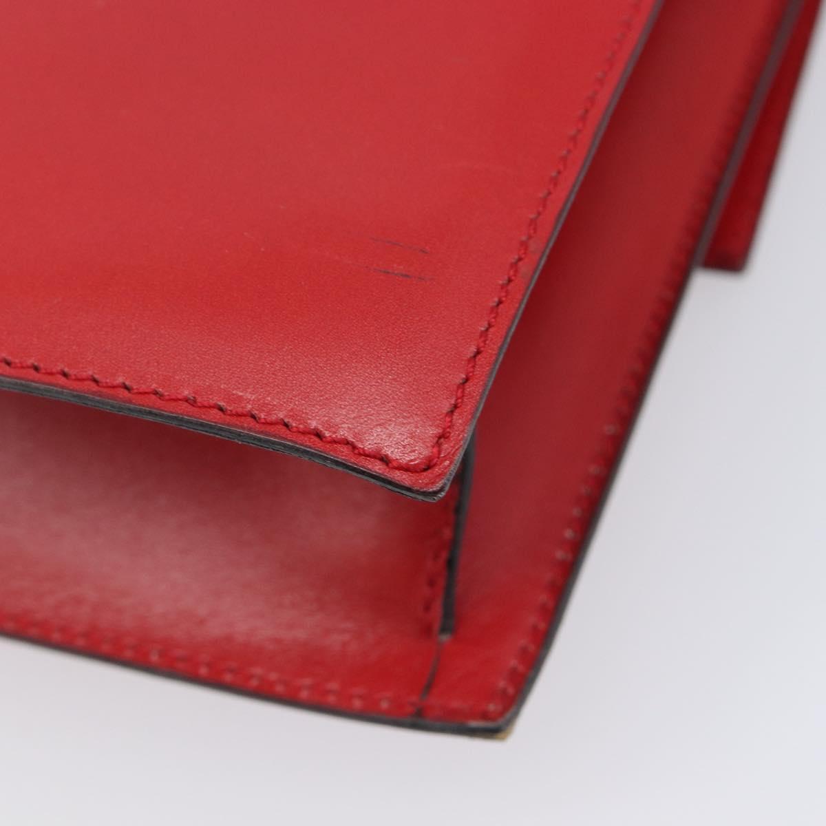 CELINE Shoulder Bag Leather Red Gold Auth 209009