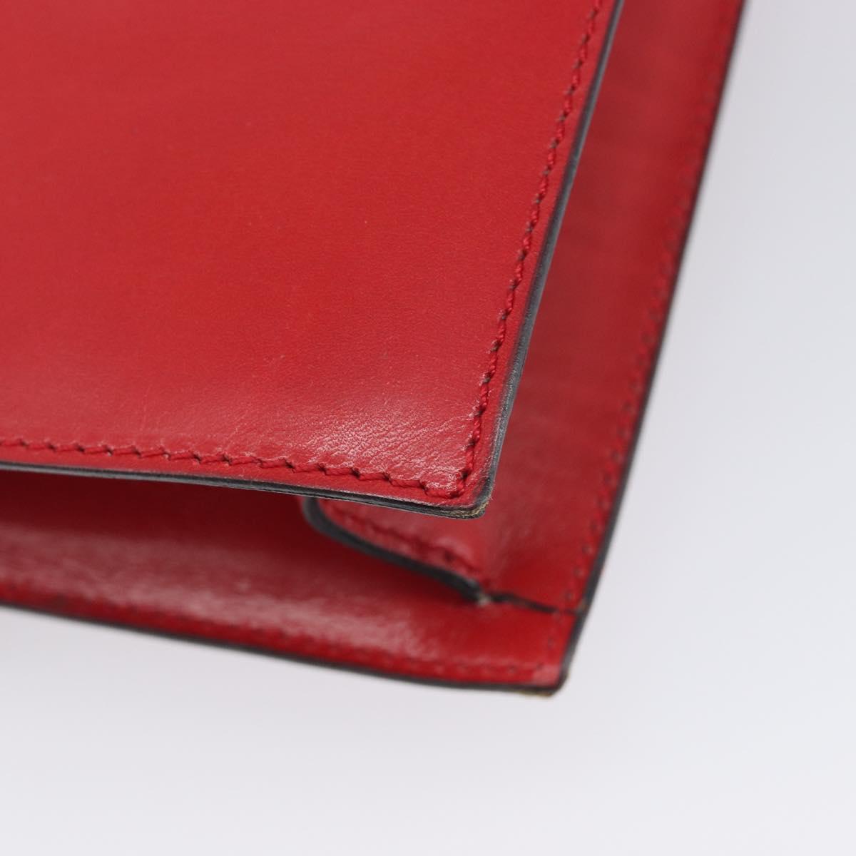 CELINE Shoulder Bag Leather Red Gold Auth 209009