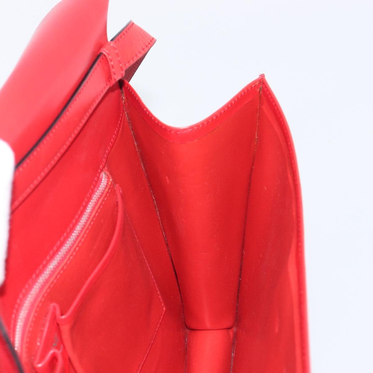 CELINE Shoulder Bag Leather Red Gold Auth 209009