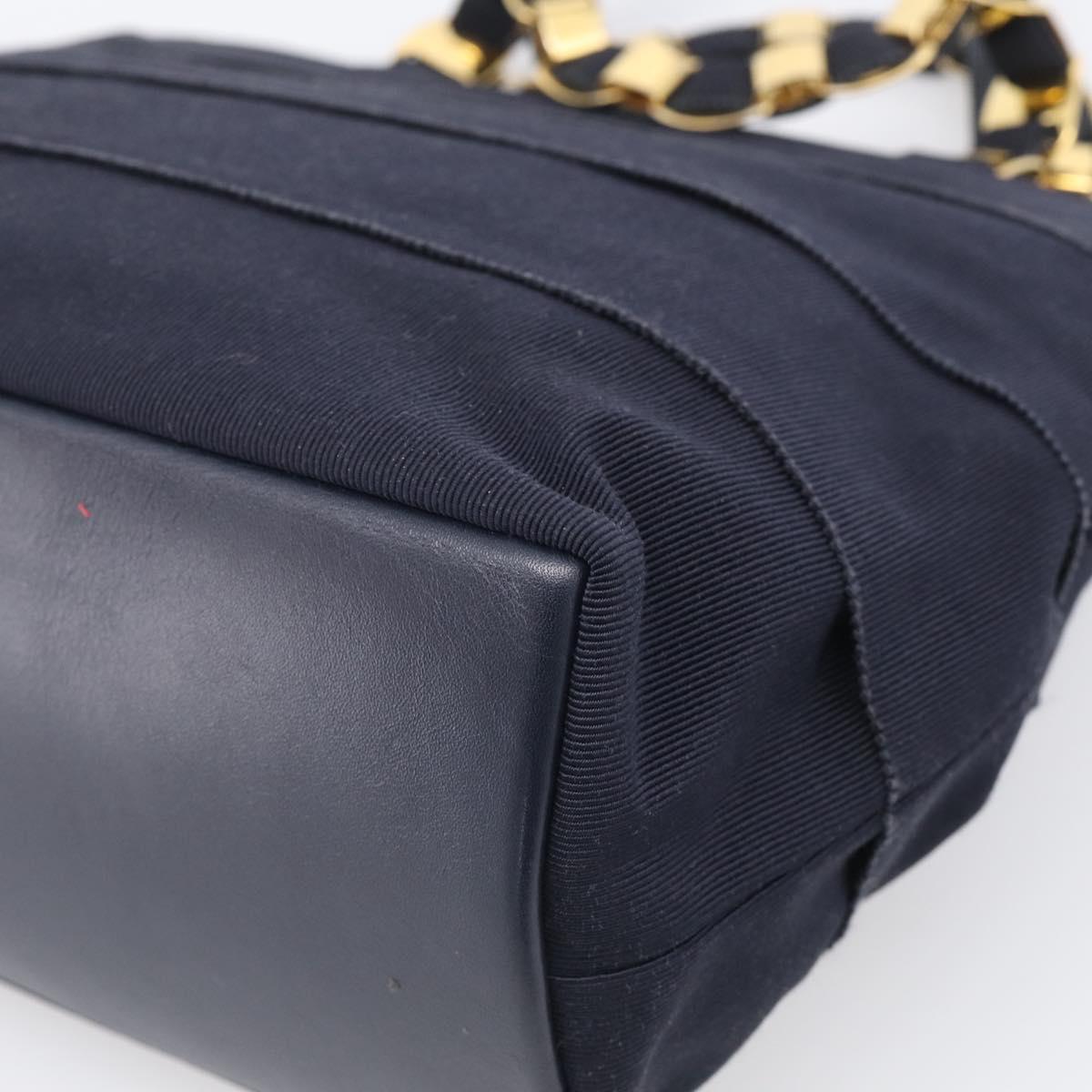 Salvatore Ferragamo Shoulder Bag Canvas 2way Navy Gold Auth 209011