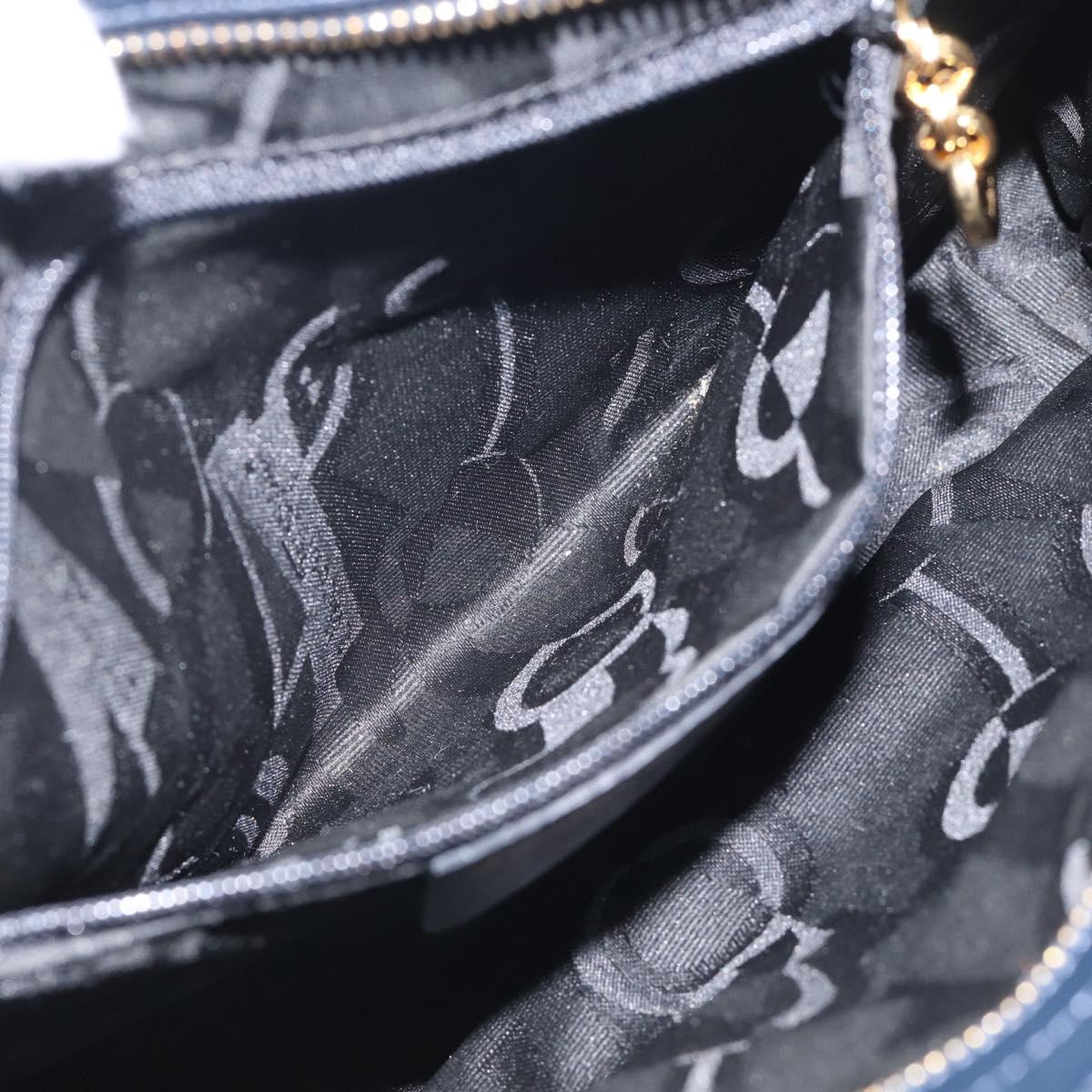 Salvatore Ferragamo Shoulder Bag Canvas 2way Navy Gold Auth 209011