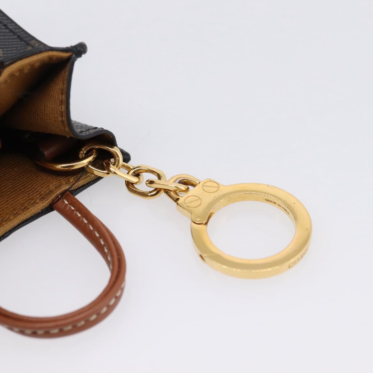 CELINE Macadam Canvas Triomphe Bag Charm PVC Brown Gold Auth 209038M