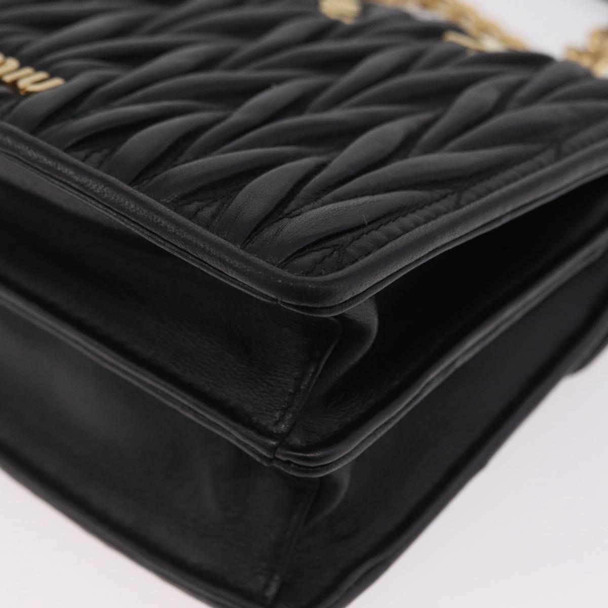 Miu Miu Chain Shoulder Bag Leather Black Gold Auth 209040SAM