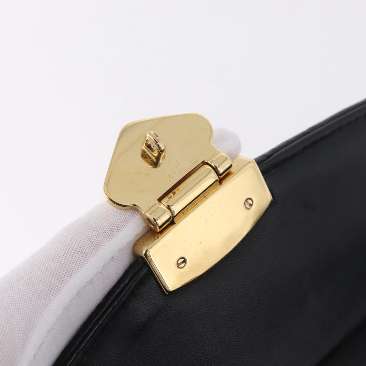 Miu Miu Chain Shoulder Bag Leather Black Gold Auth 209040SAM
