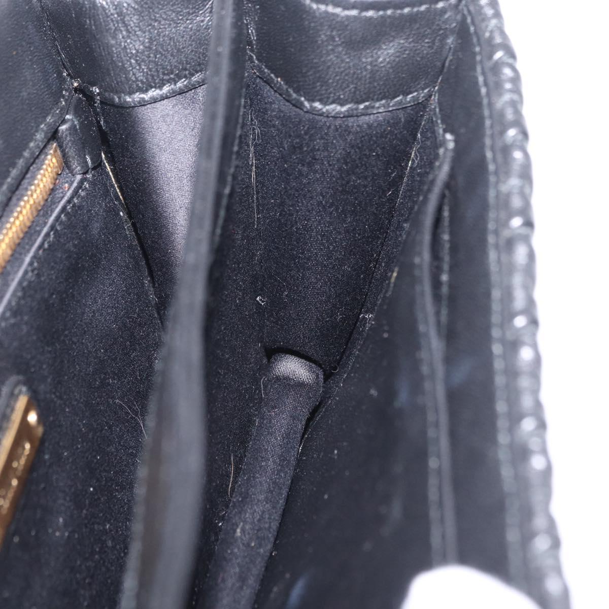 Miu Miu Chain Shoulder Bag Leather Black Gold Auth 209040SAM