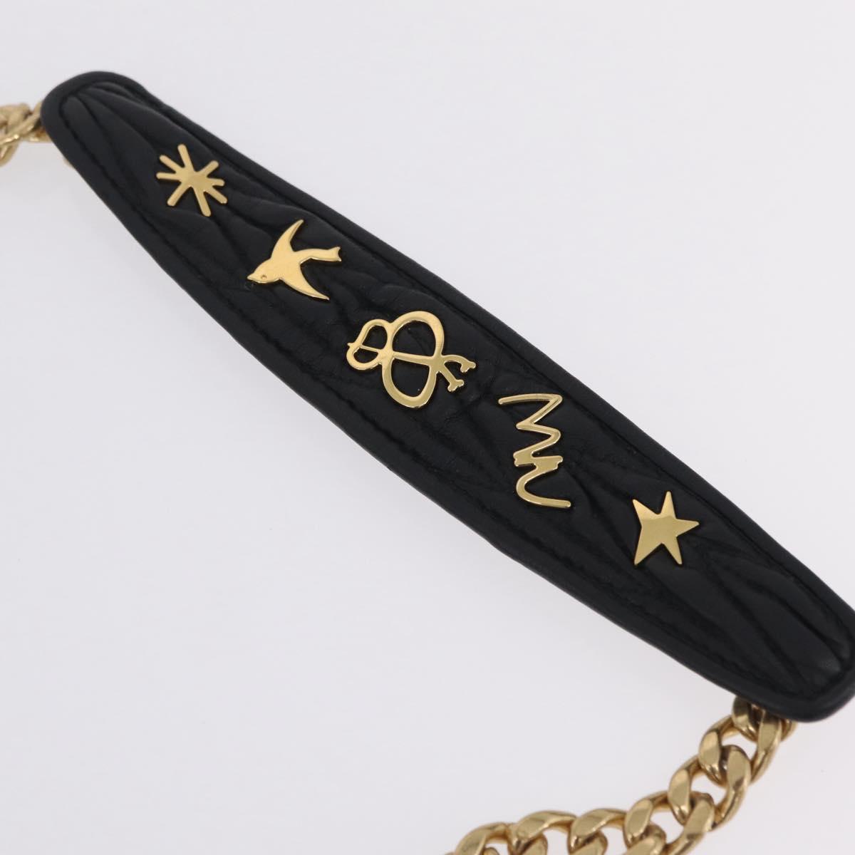 Miu Miu Chain Shoulder Bag Leather Black Gold Auth 209040SAM