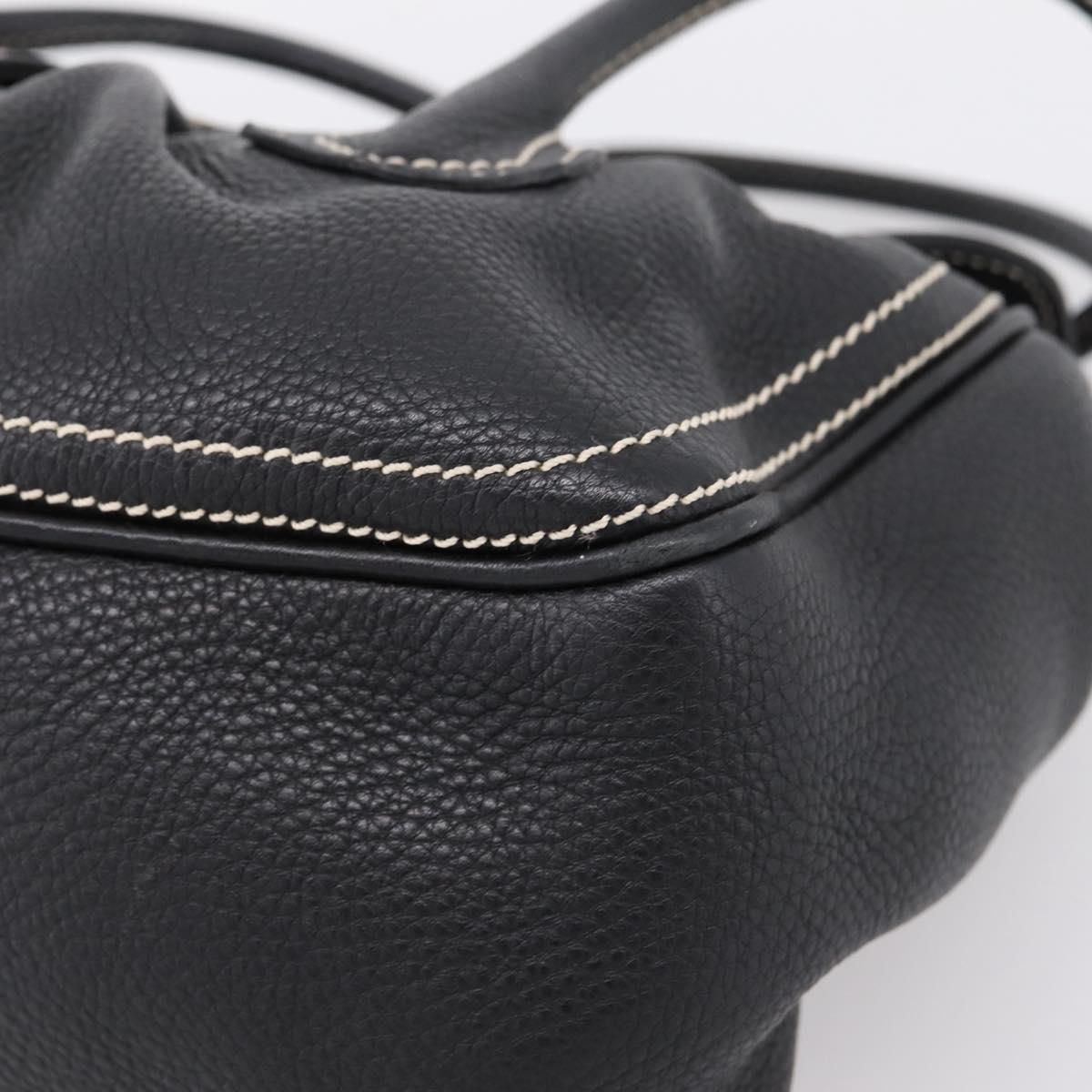 CELINE Shoulder Bag Leather Black Gold Tone Auth 209061V