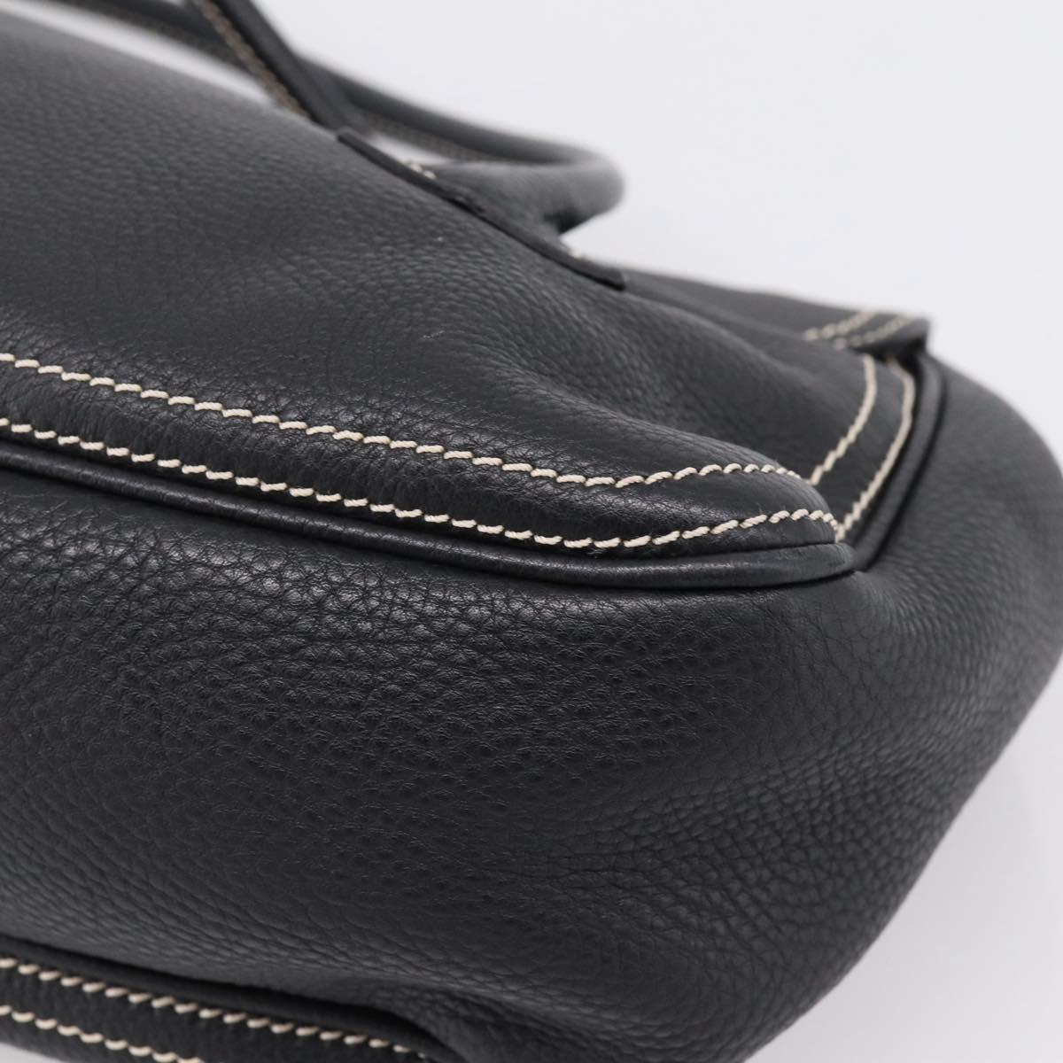 CELINE Shoulder Bag Leather Black Gold Tone Auth 209061V