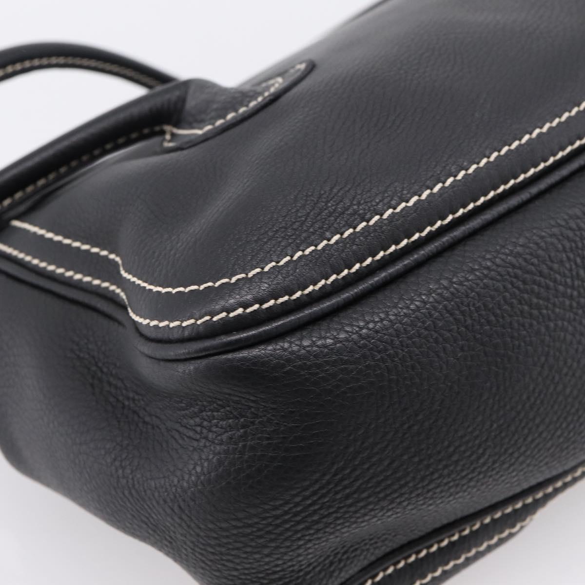 CELINE Shoulder Bag Leather Black Gold Tone Auth 209061V