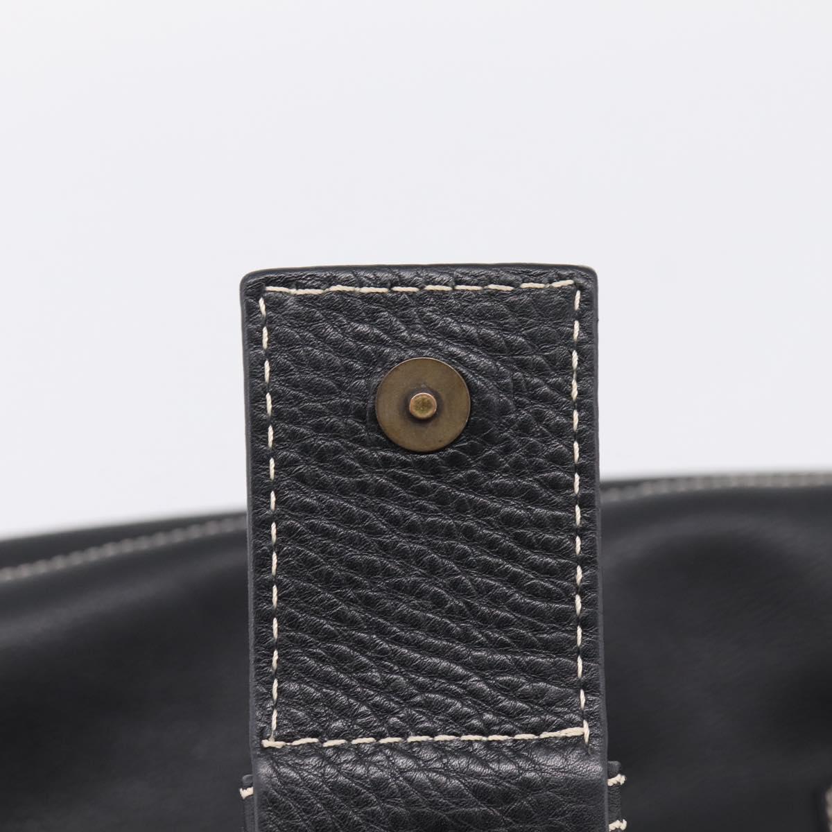 CELINE Shoulder Bag Leather Black Gold Tone Auth 209061V