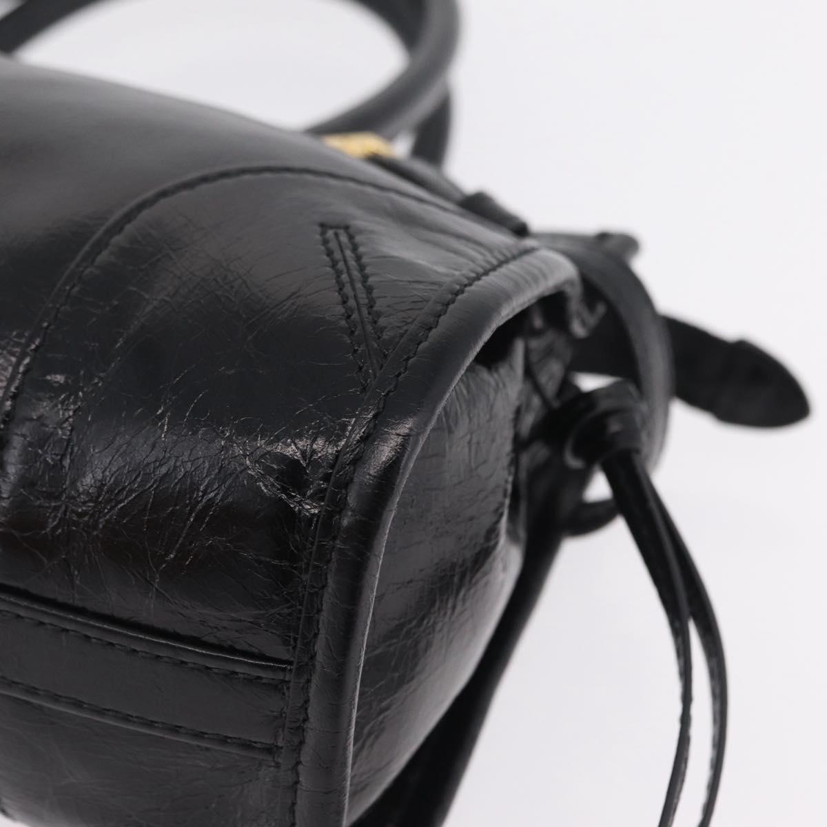 PRADA Bonnie Hand Bag Leather Black Gold Tone Auth 209063SAM