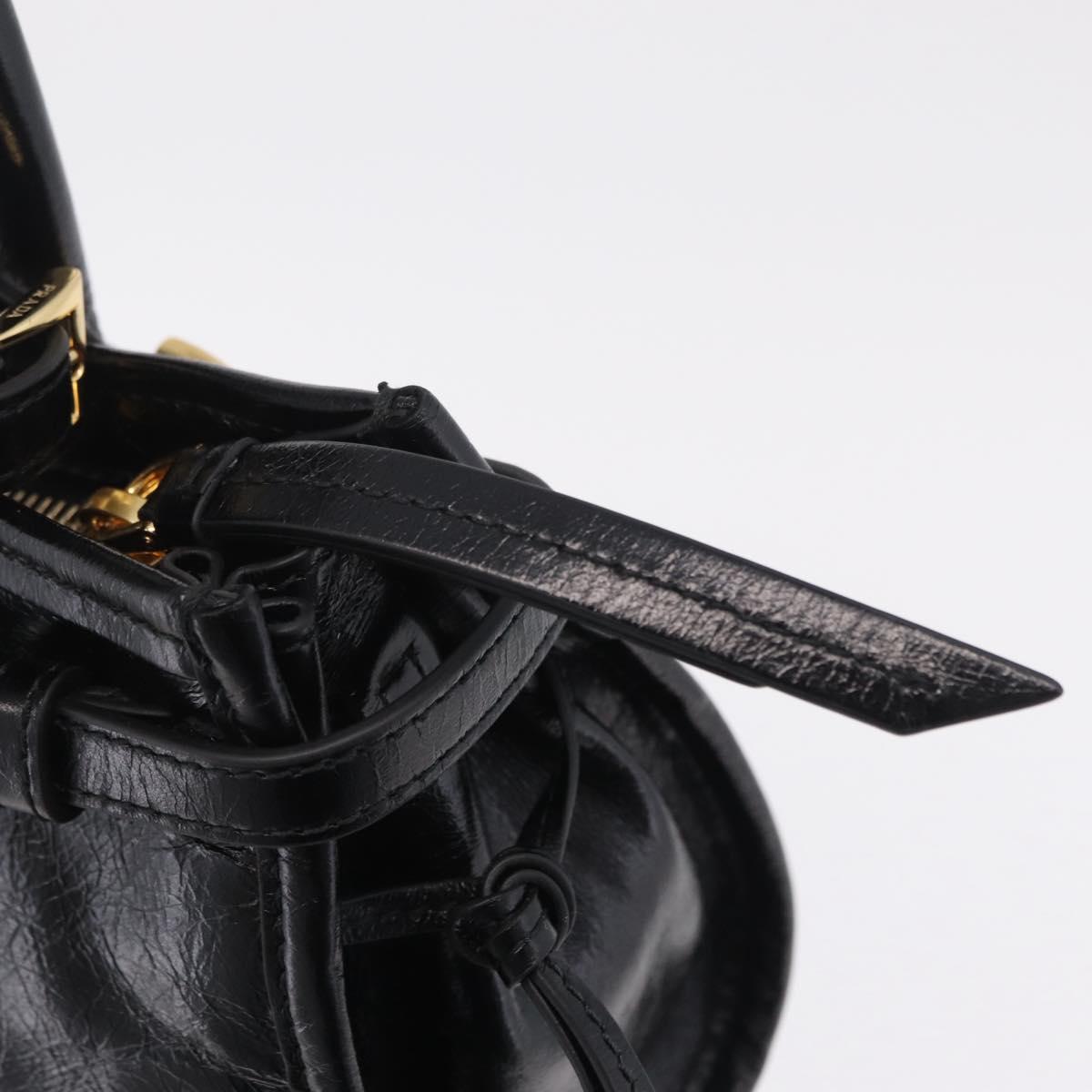 PRADA Bonnie Hand Bag Leather Black Gold Tone Auth 209063SAM