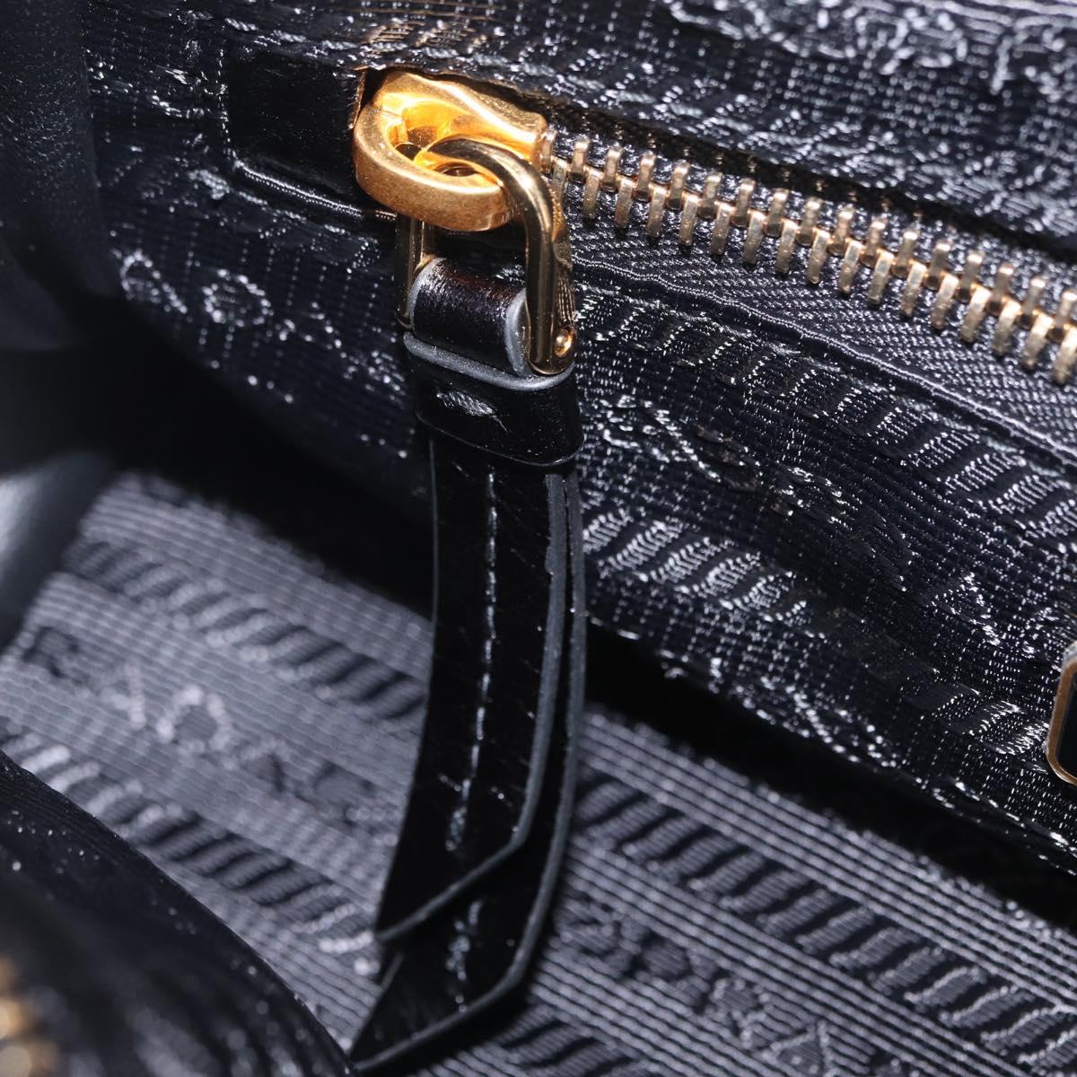 PRADA Bonnie Hand Bag Leather Black Gold Tone Auth 209063SAM