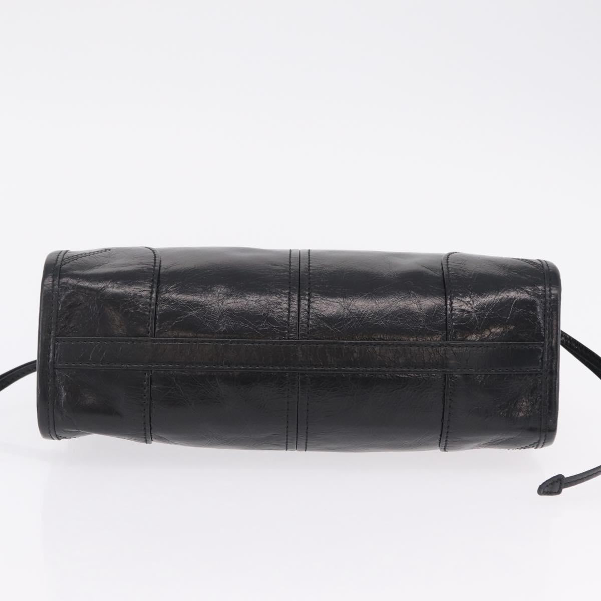 PRADA Bonnie Hand Bag Leather Black Gold Tone Auth 209063SAM