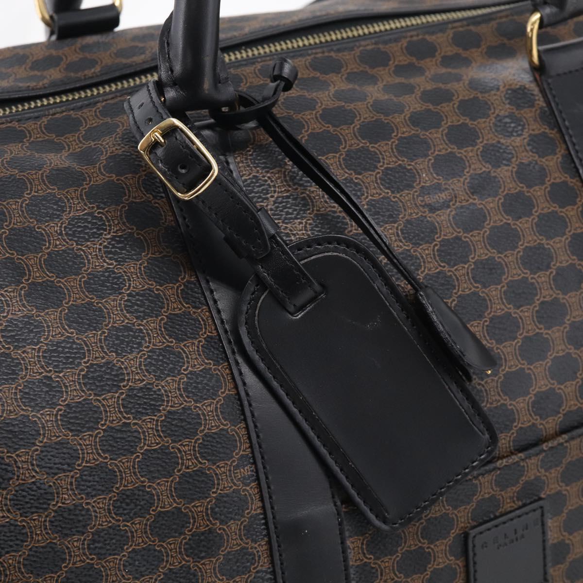 CELINE Macadam Boston Bag PVC Black Gold Tone Auth 209064V