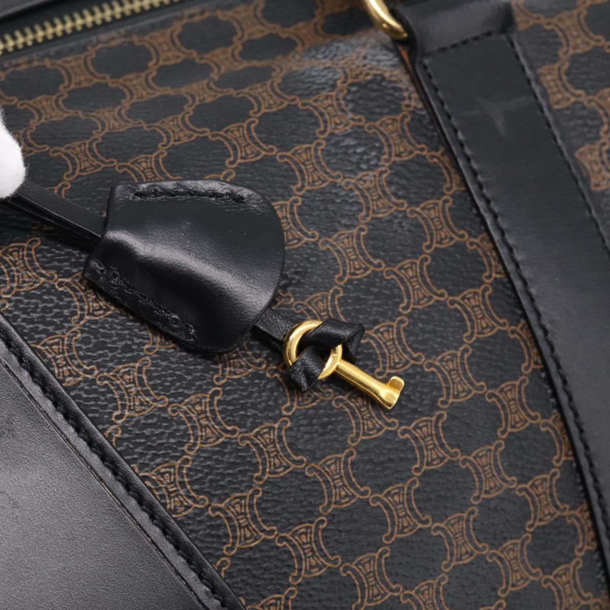 CELINE Macadam Boston Bag PVC Black Gold Tone Auth 209064V