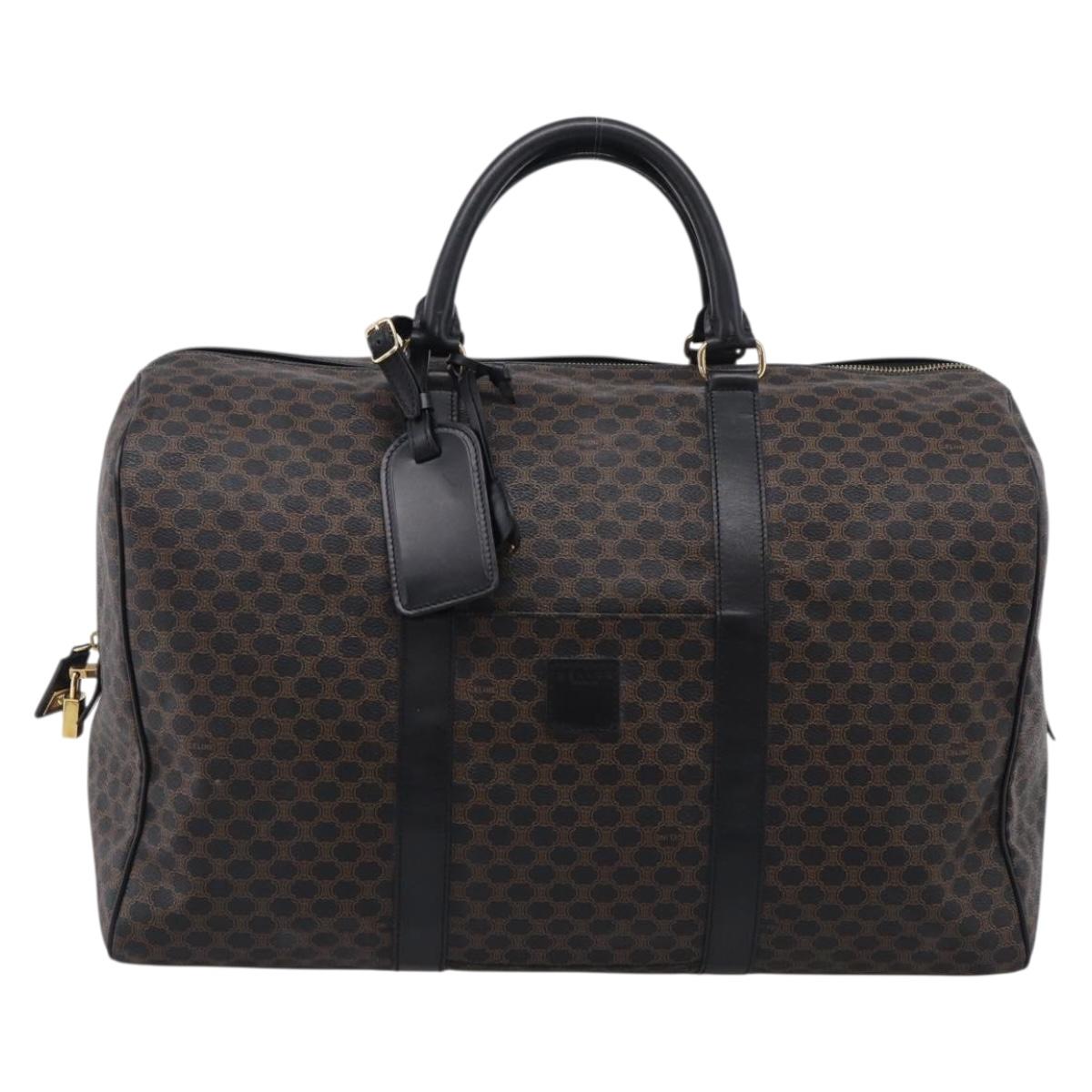 CELINE Macadam Boston Bag PVC Black Gold Tone Auth 209064V