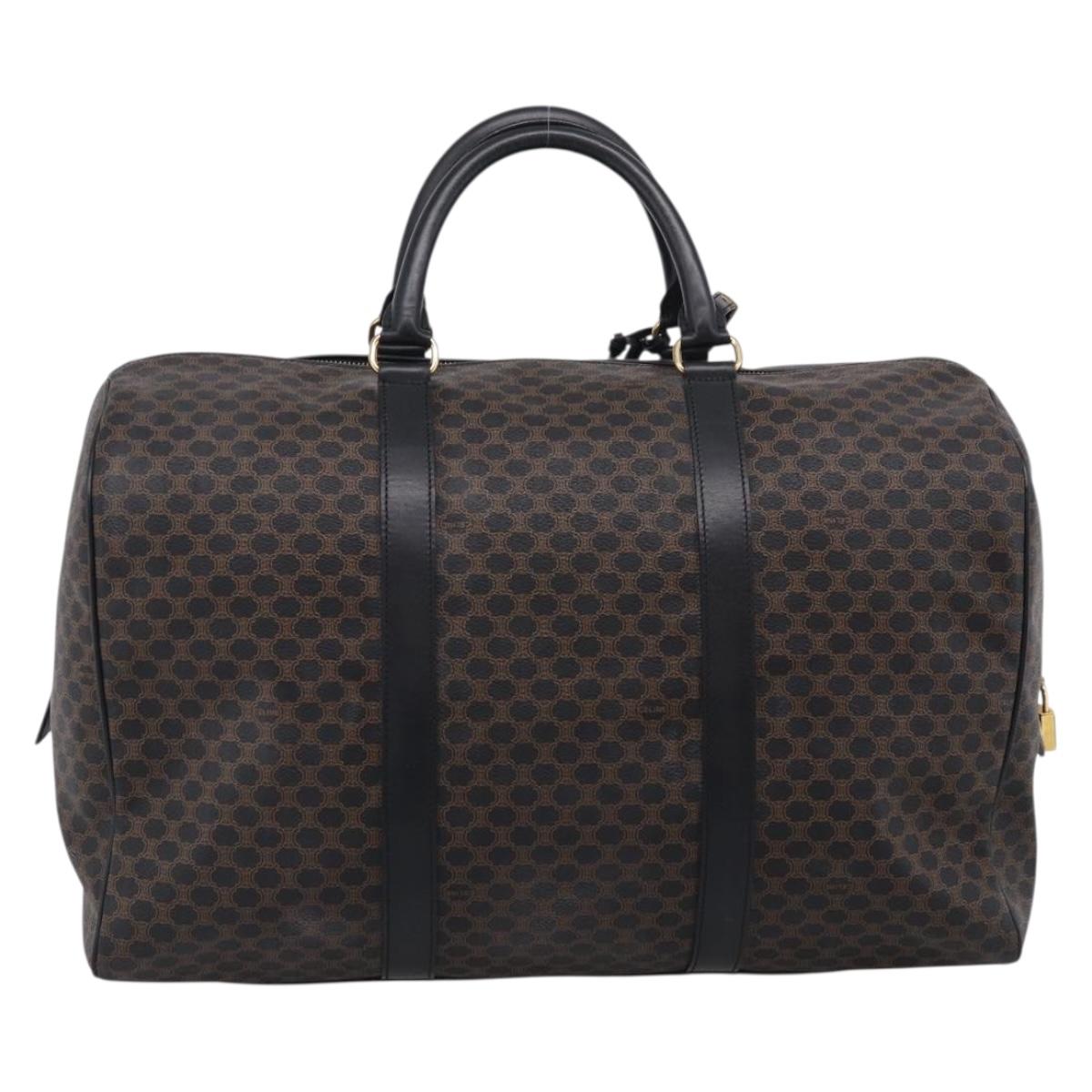 CELINE Macadam Boston Bag PVC Black Gold Tone Auth 209064V