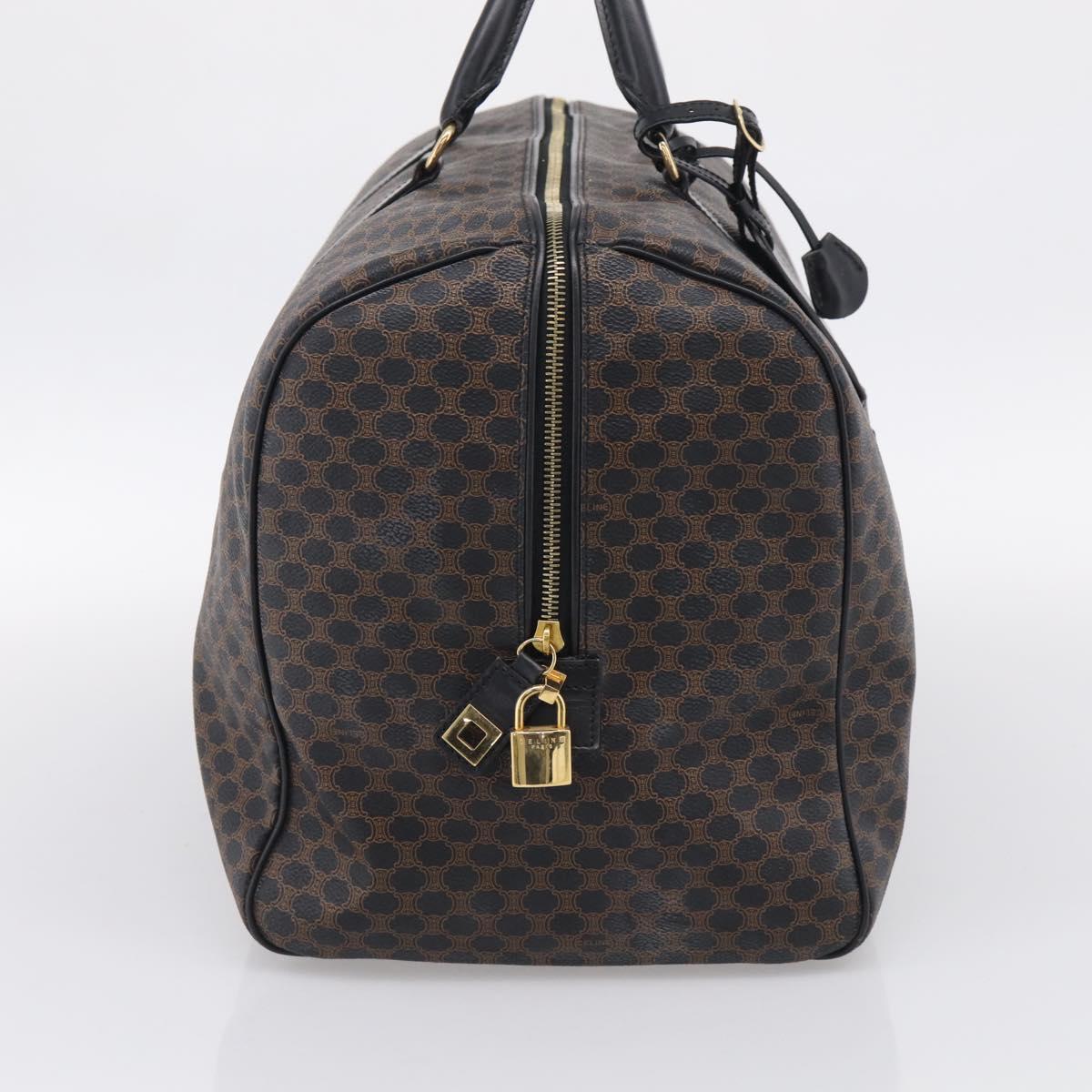 CELINE Macadam Boston Bag PVC Black Gold Tone Auth 209064V