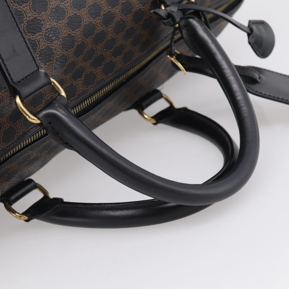 CELINE Macadam Boston Bag PVC Black Gold Tone Auth 209064V
