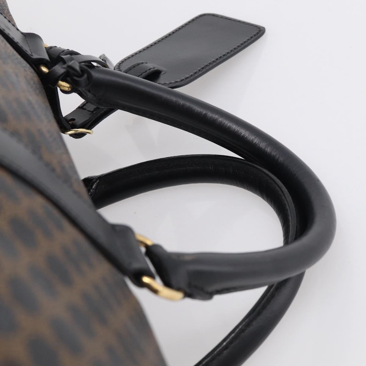 CELINE Macadam Boston Bag PVC Black Gold Tone Auth 209064V