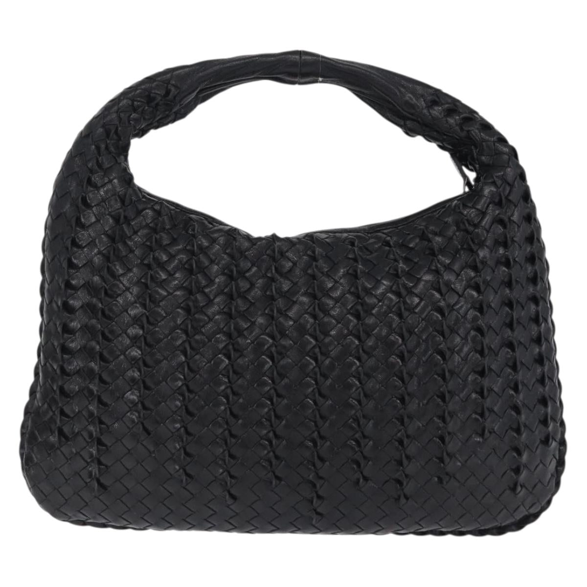 Bottega Veneta INTRECCIATO Hobo Shoulder Bag Leather Black 115653 Auth 209066SAV