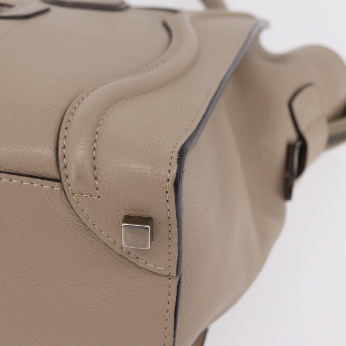 CELINE Luggage Phantom Hand Bag Leather Beige Silver Auth 209068V