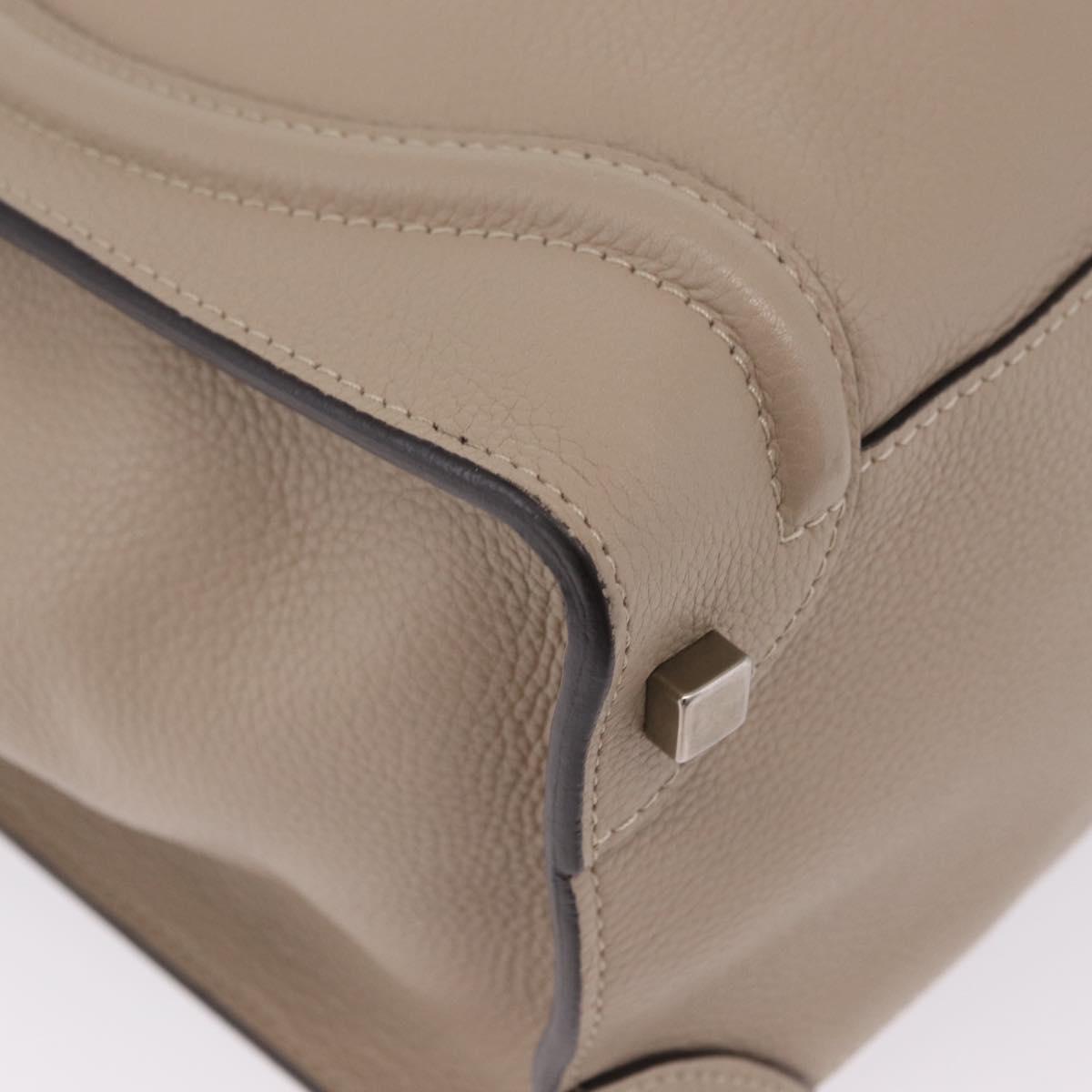 CELINE Luggage Phantom Hand Bag Leather Beige Silver Auth 209068V