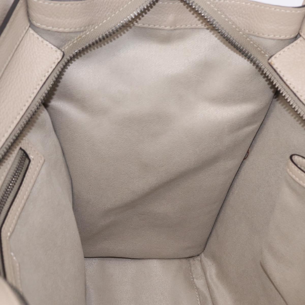 CELINE Luggage Phantom Hand Bag Leather Beige Silver Auth 209068V