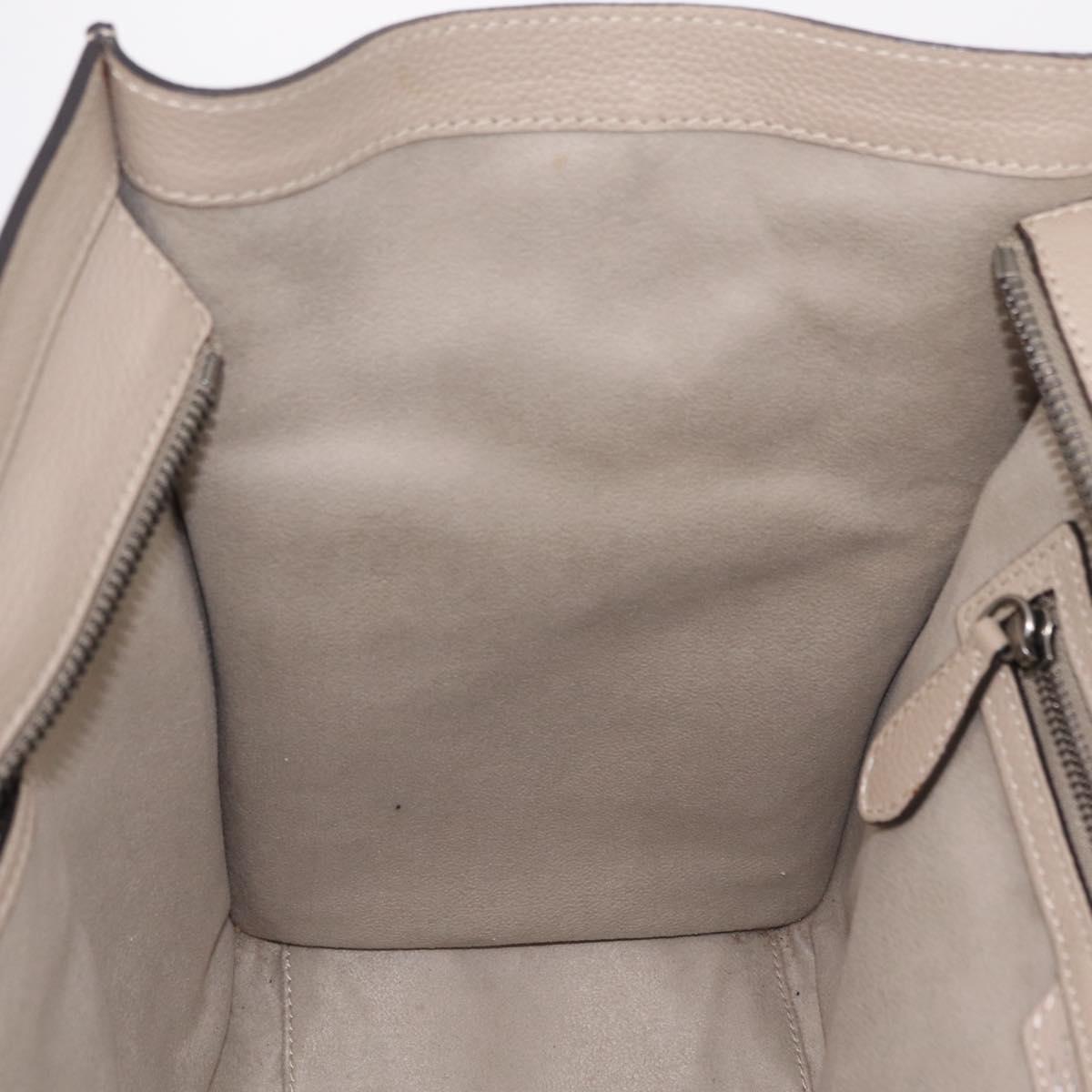 CELINE Luggage Phantom Hand Bag Leather Beige Silver Auth 209068V