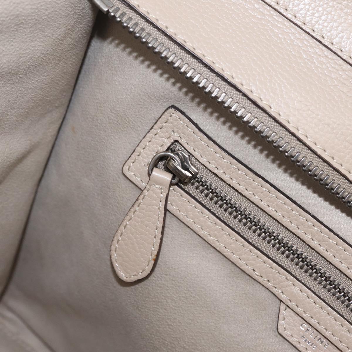 CELINE Luggage Phantom Hand Bag Leather Beige Silver Auth 209068V
