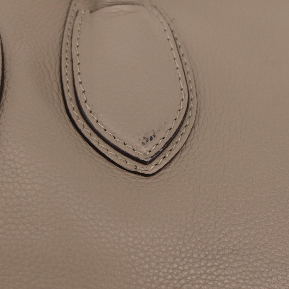 CELINE Luggage Phantom Hand Bag Leather Beige Silver Auth 209068V