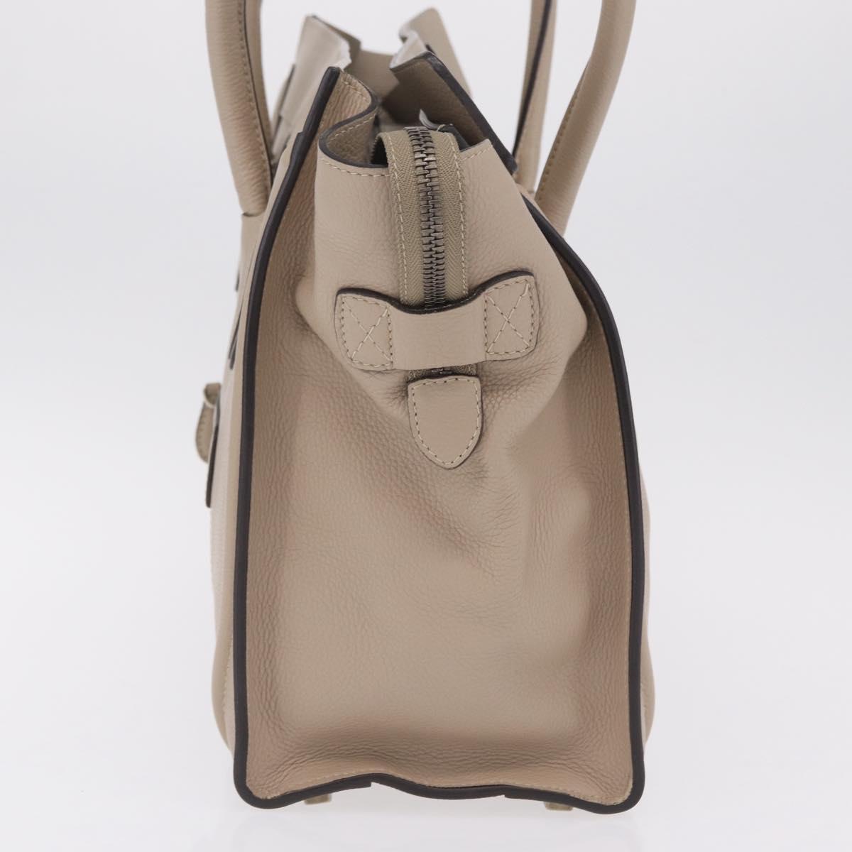 CELINE Luggage Phantom Hand Bag Leather Beige Silver Auth 209068V