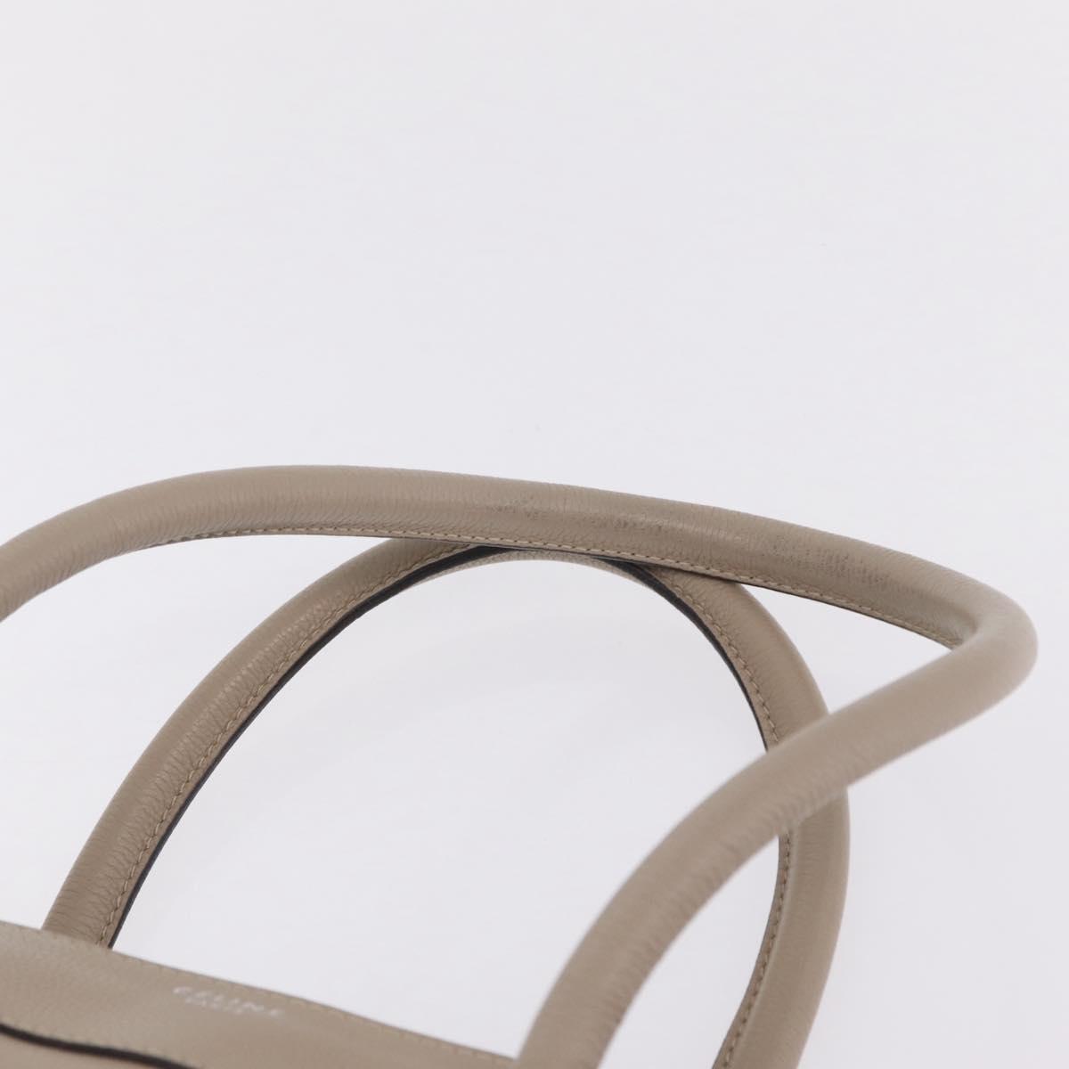 CELINE Luggage Phantom Hand Bag Leather Beige Silver Auth 209068V