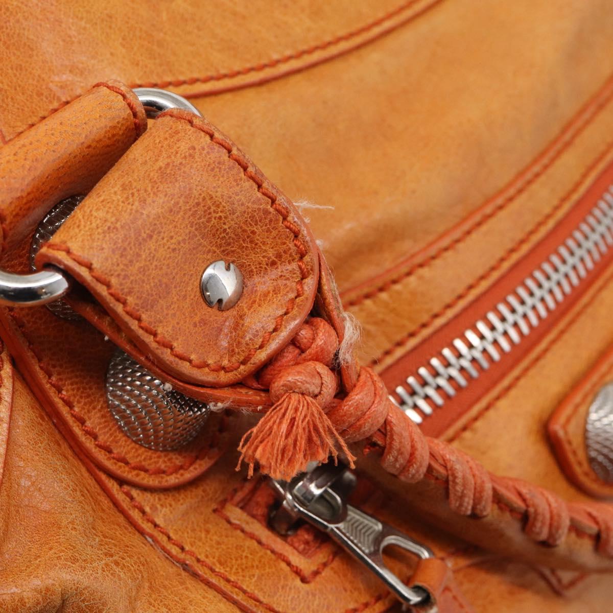 Balenciaga The Giant City Hand Bag Leather 2way Orange 173084 Auth 209082A