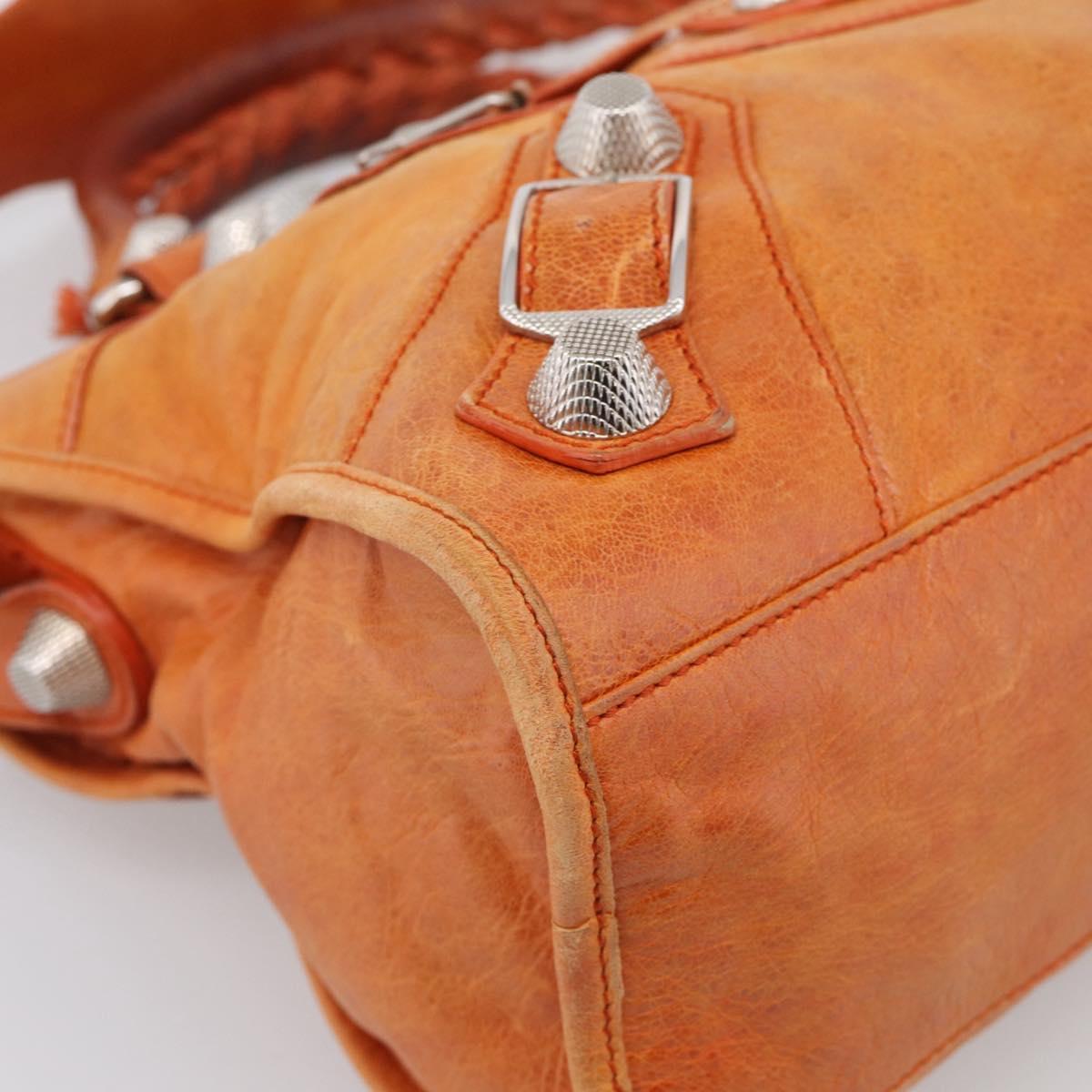 Balenciaga The Giant City Hand Bag Leather 2way Orange 173084 Auth 209082A