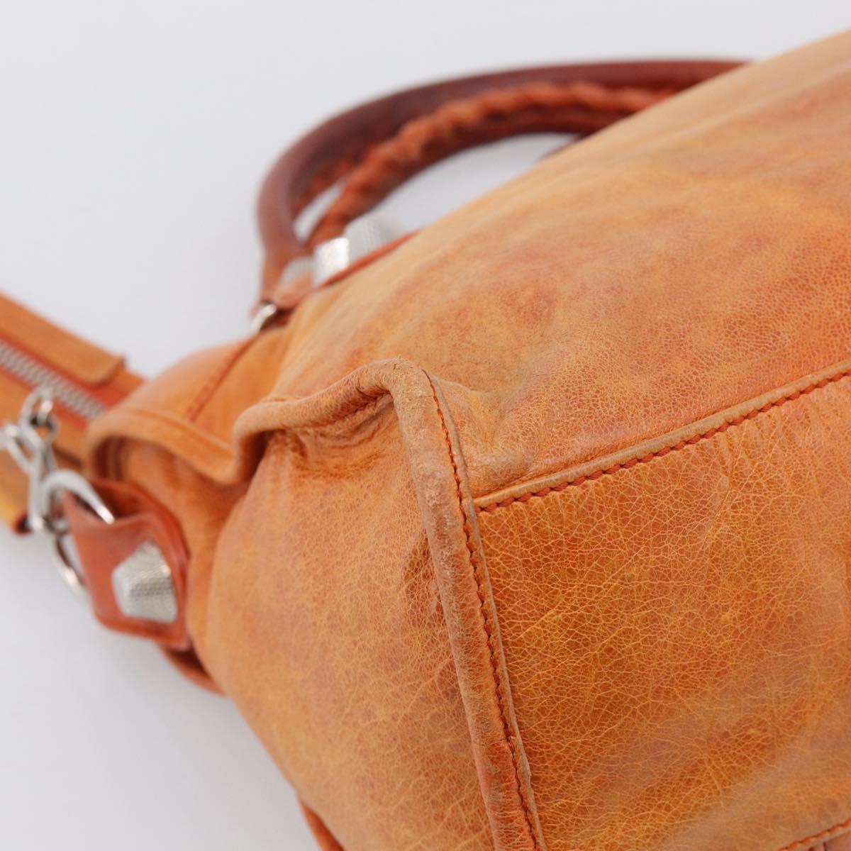 Balenciaga The Giant City Hand Bag Leather 2way Orange 173084 Auth 209082A