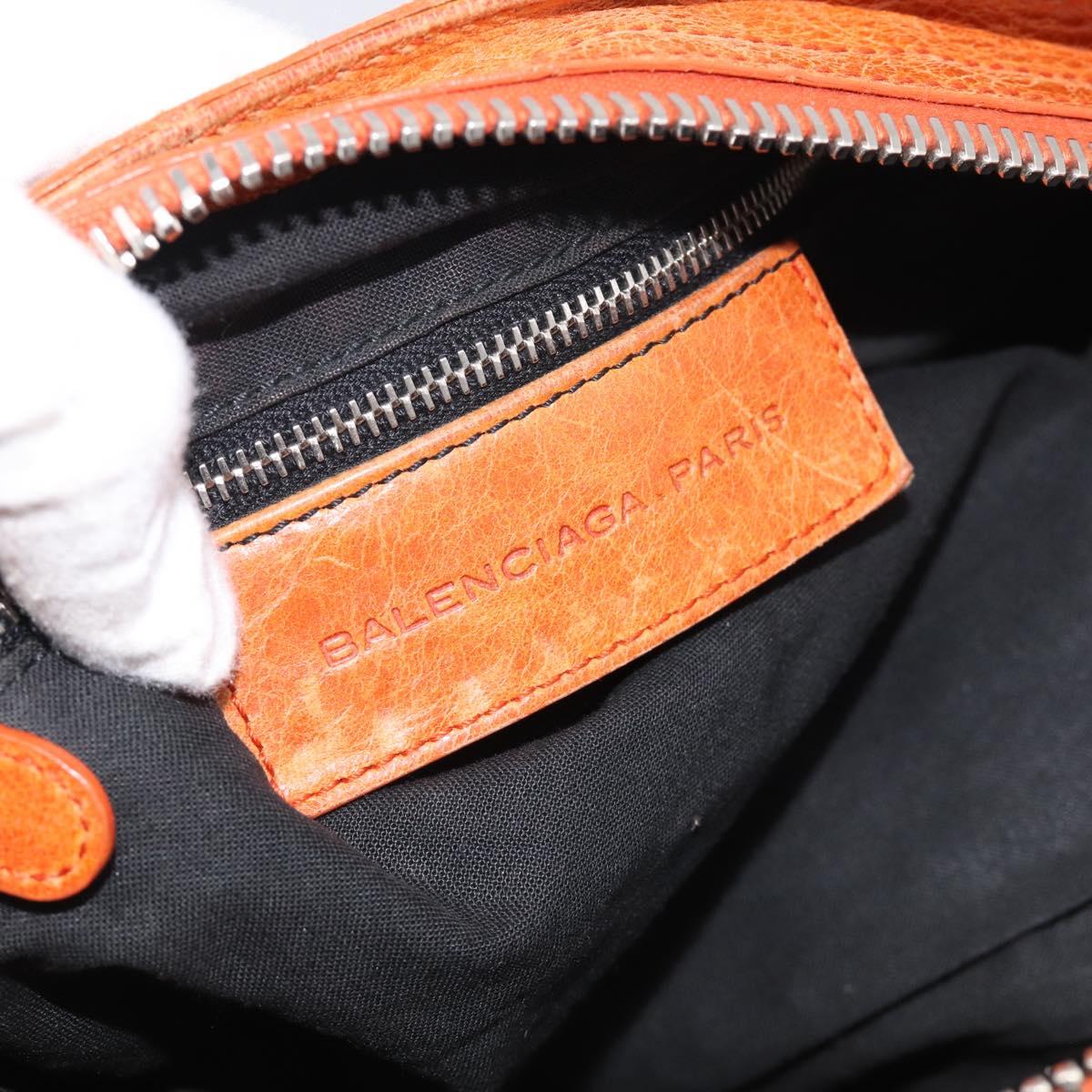 Balenciaga The Giant City Hand Bag Leather 2way Orange 173084 Auth 209082A